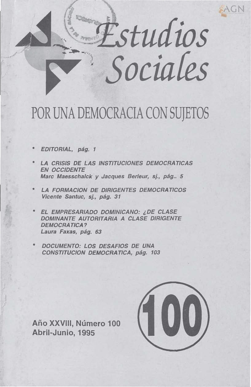 						Ver Vol. 28 Núm. 100 (1995): Por una democracia con sujetos
					