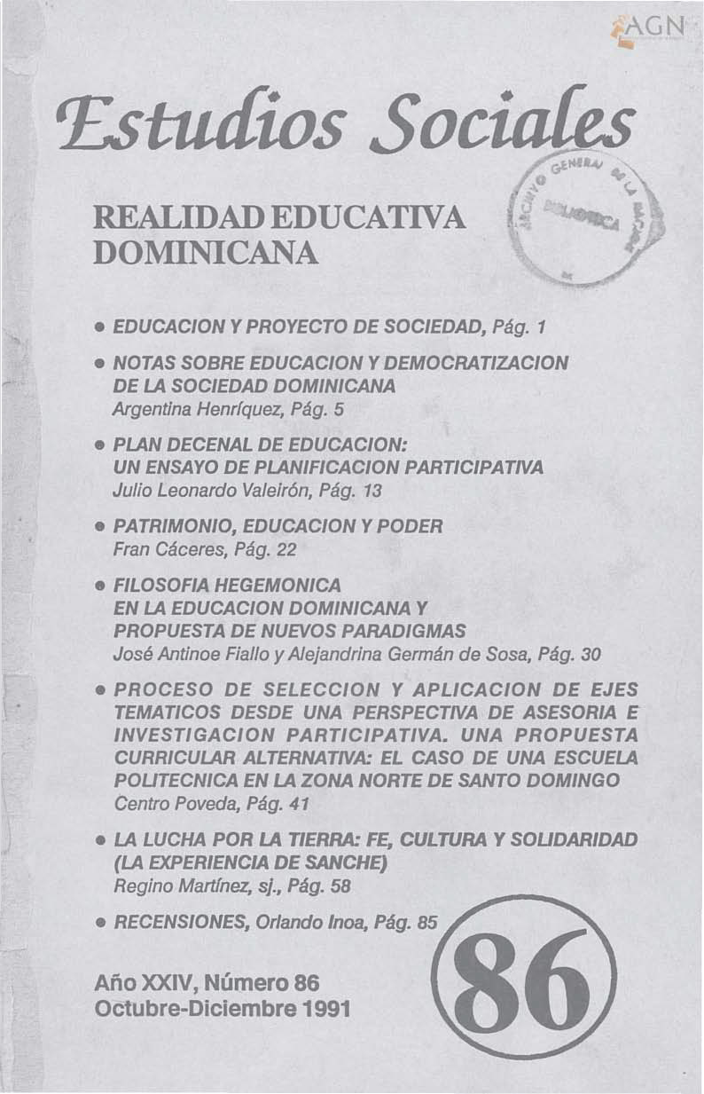 						Ver Vol. 24 Núm. 86 (1991): Realidad educativa dominicana
					